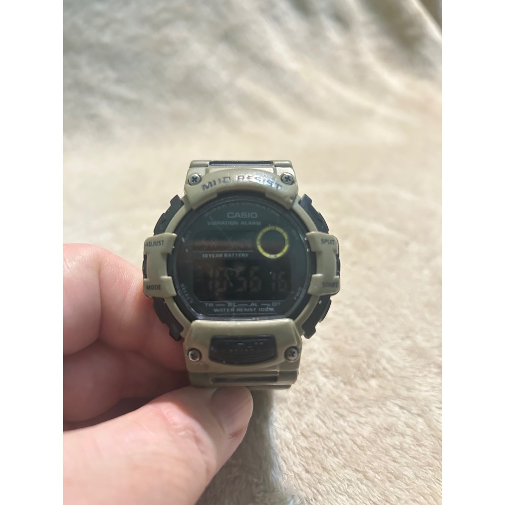 Casio TRT-110H Mud Resist Digital Watch Tan Vibration Alarm 100M Water Resistant
